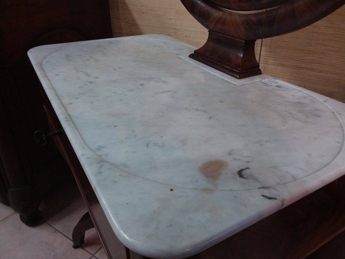Table De Toilette En Acajou Et Placage d'Acajou d'époque Restauration 1820-1830-photo-4