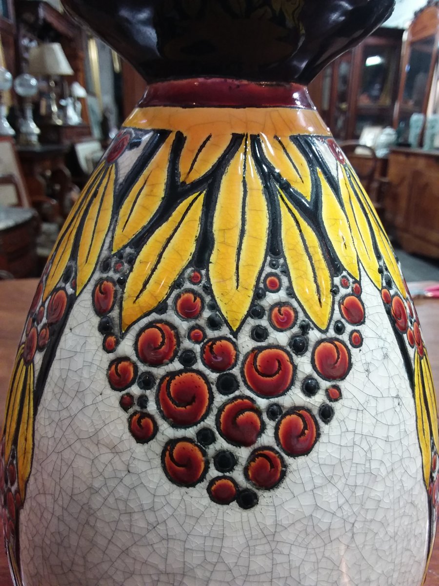 Vase Art Deco Boch Kéramis La Louvière Signed Charles Catteau-photo-2