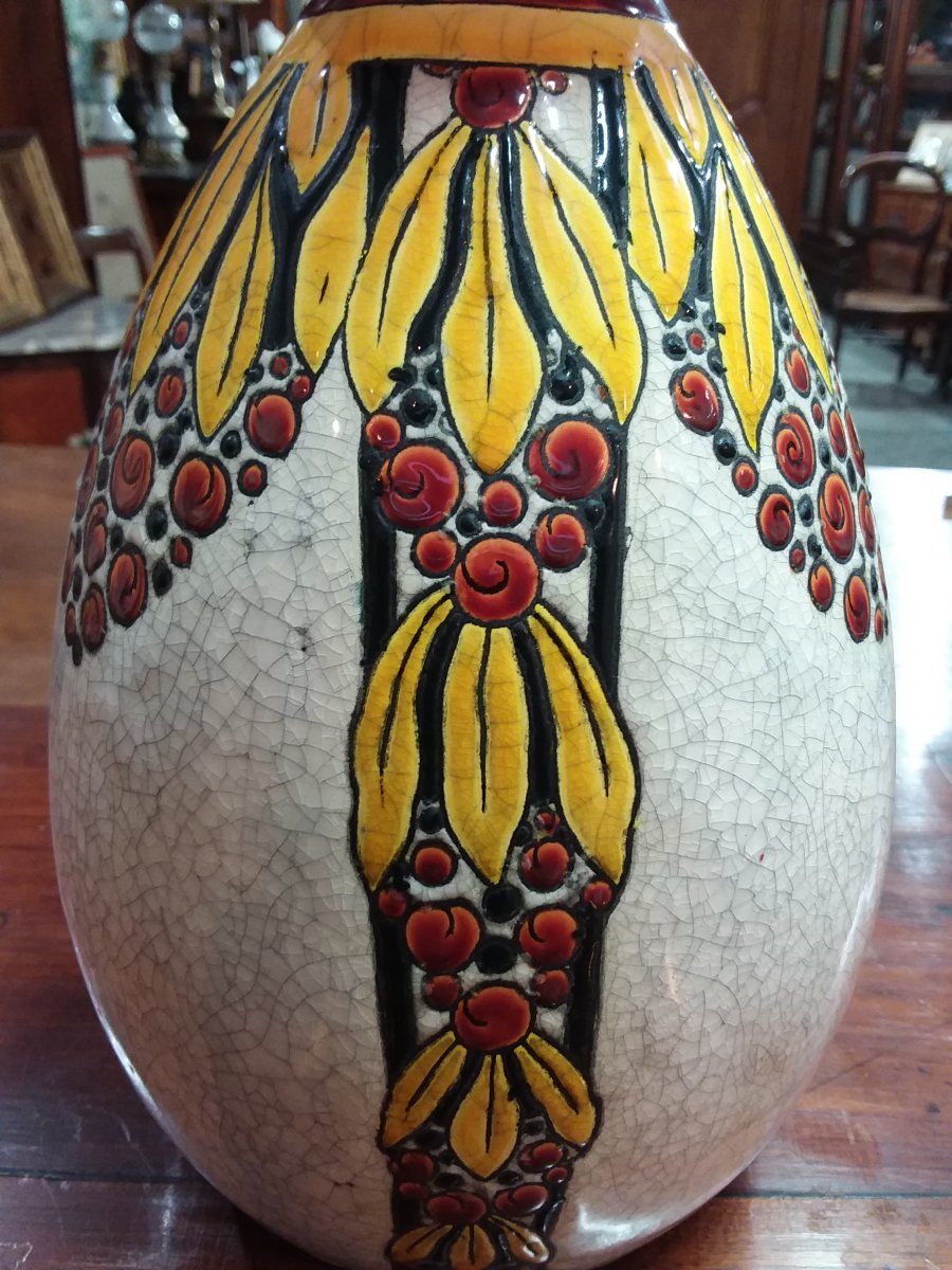 Vase Art Deco Boch Kéramis La Louvière Signed Charles Catteau-photo-3