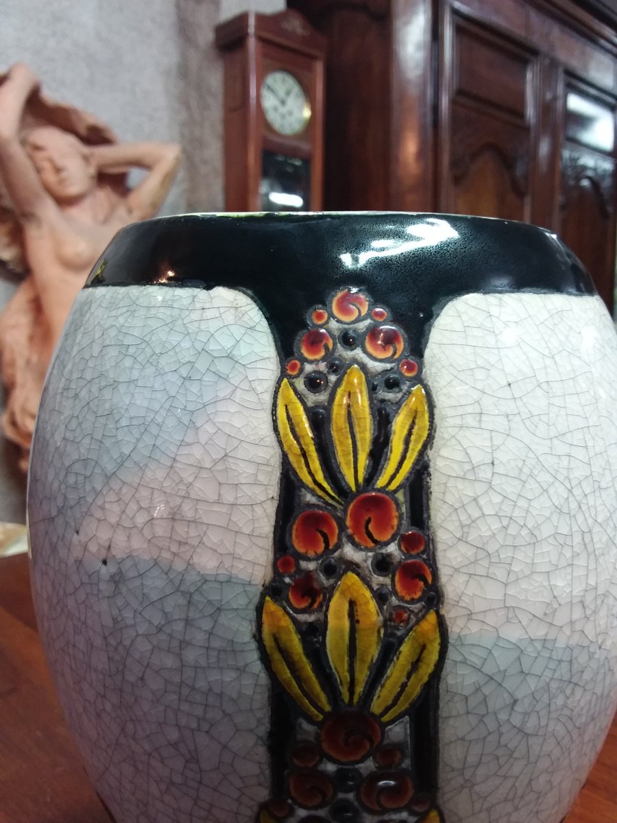 Vase Art Deco Boch Kéramis La Louvière Signed Charles Catteau-photo-5