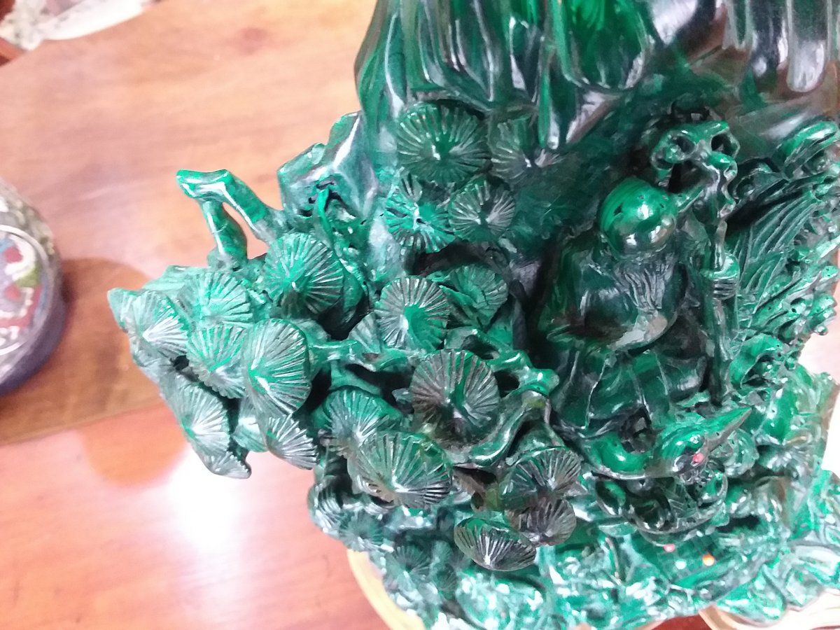 Group In Carved Malachite, Asian Work XXth-photo-3