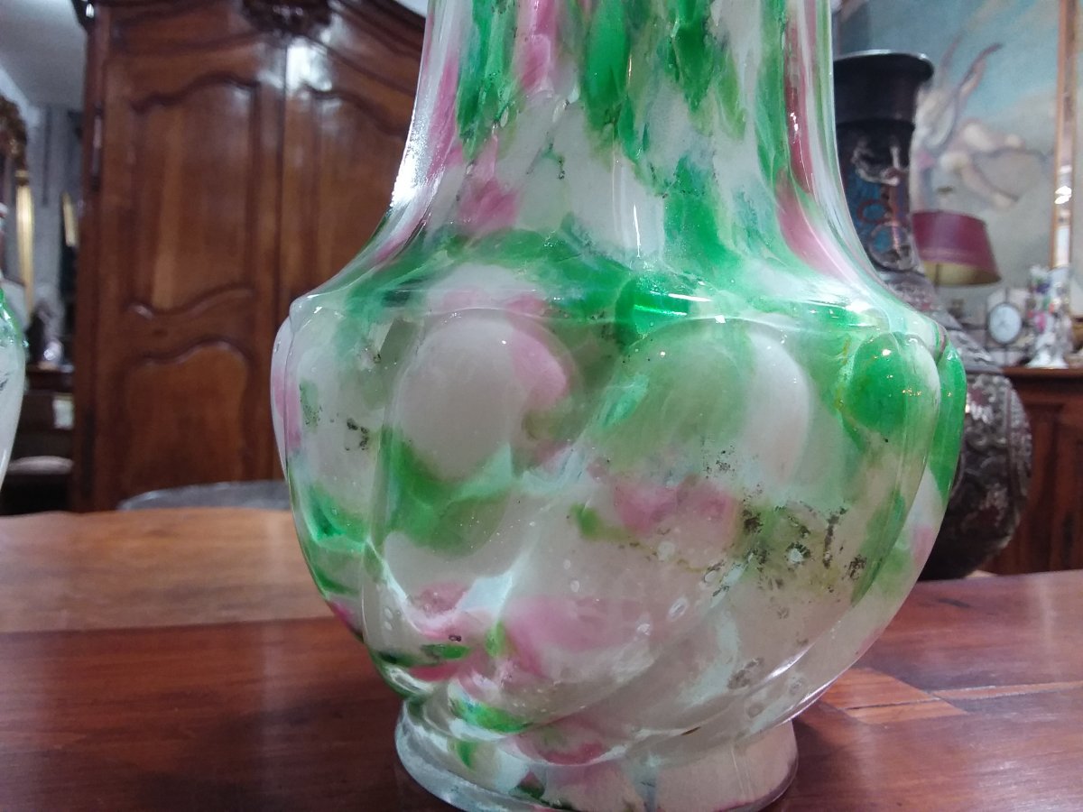 Pair Of Clichy Vase In Thick Glass-photo-2