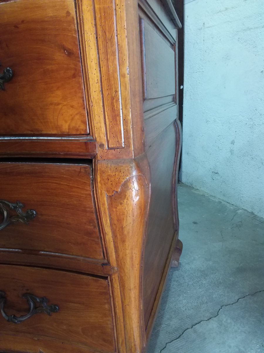 Louis XV Commode With 4 Drawers On 3 Rows In Cherry Eighteenth Time-photo-3