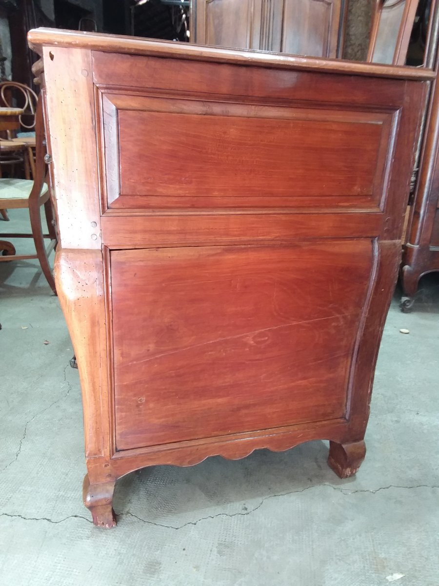 Louis XV Commode With 4 Drawers On 3 Rows In Cherry Eighteenth Time-photo-4