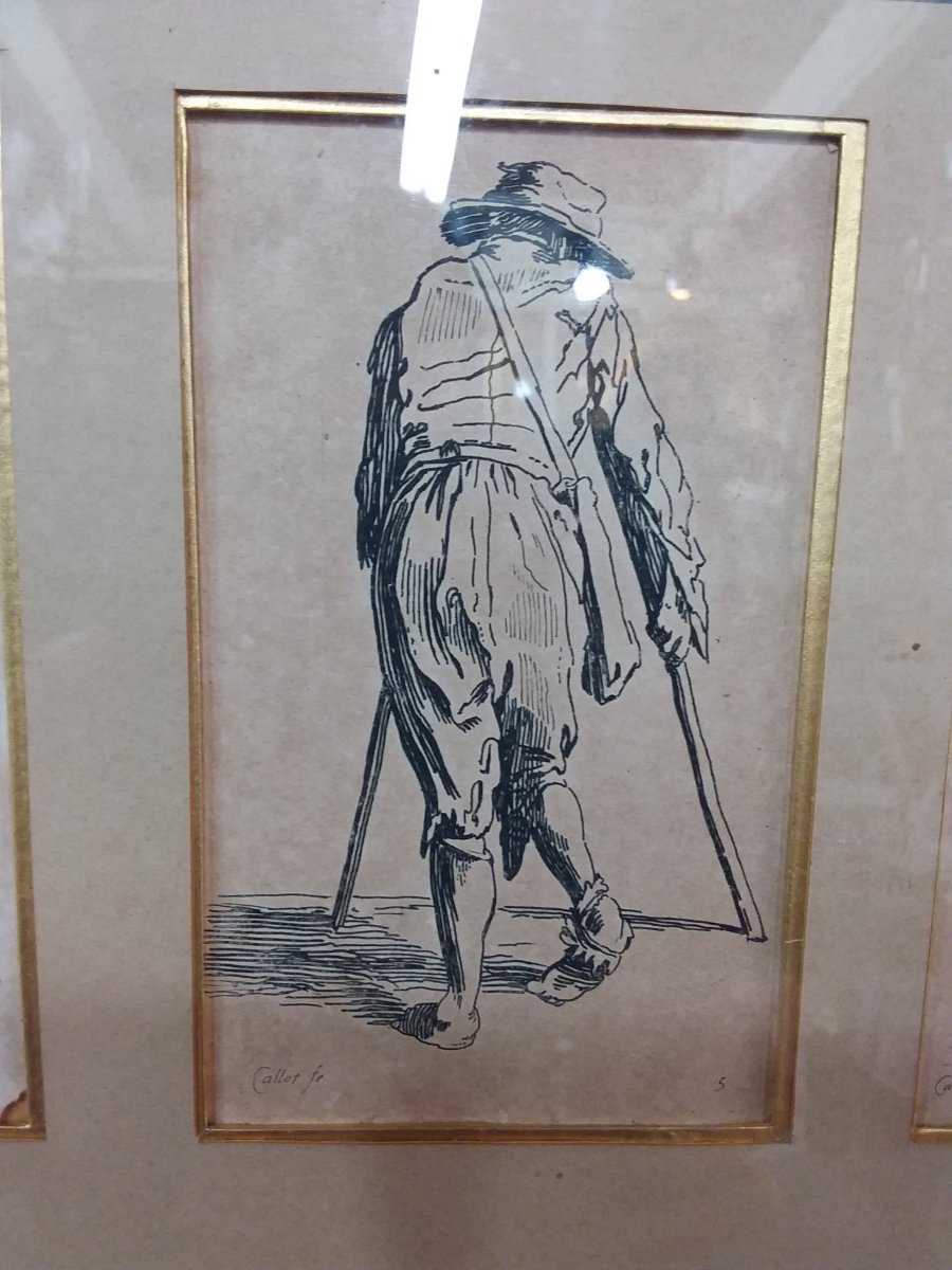 Series Of 24 Framed Prints In Two Parts From The Gueux Series By Jacques Callot-photo-2