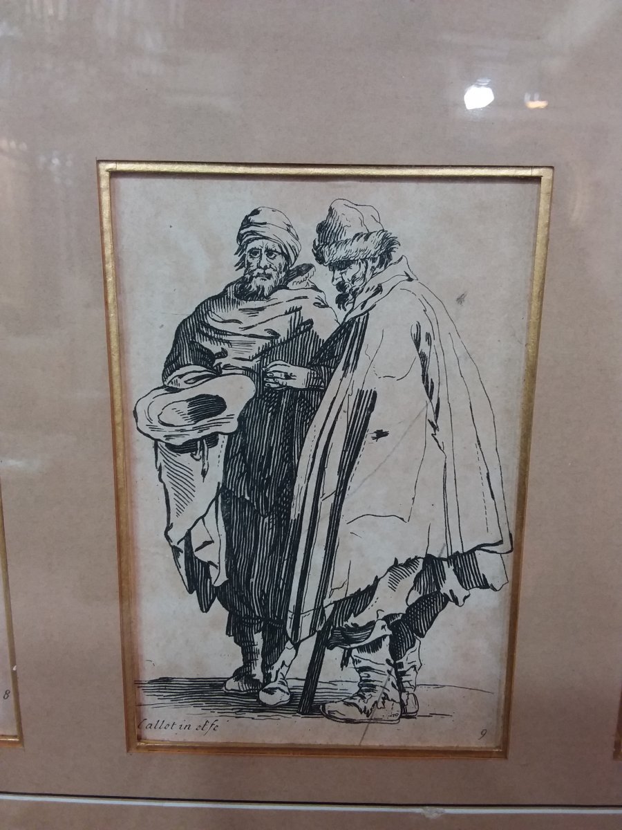 Series Of 24 Framed Prints In Two Parts From The Gueux Series By Jacques Callot-photo-3