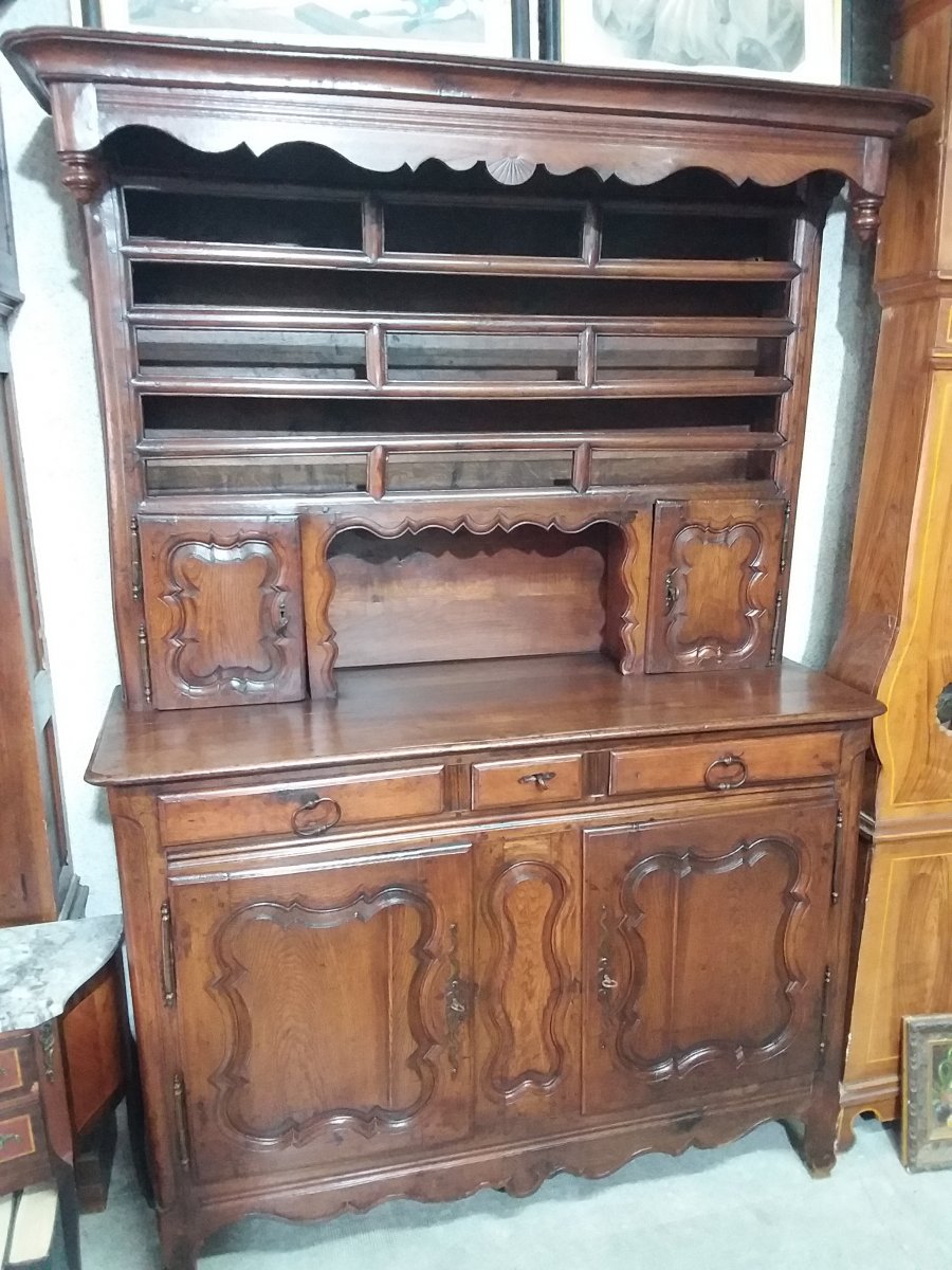 Buffet Vaisselier Style Louis XV En Chêne Massif époque XIXème 