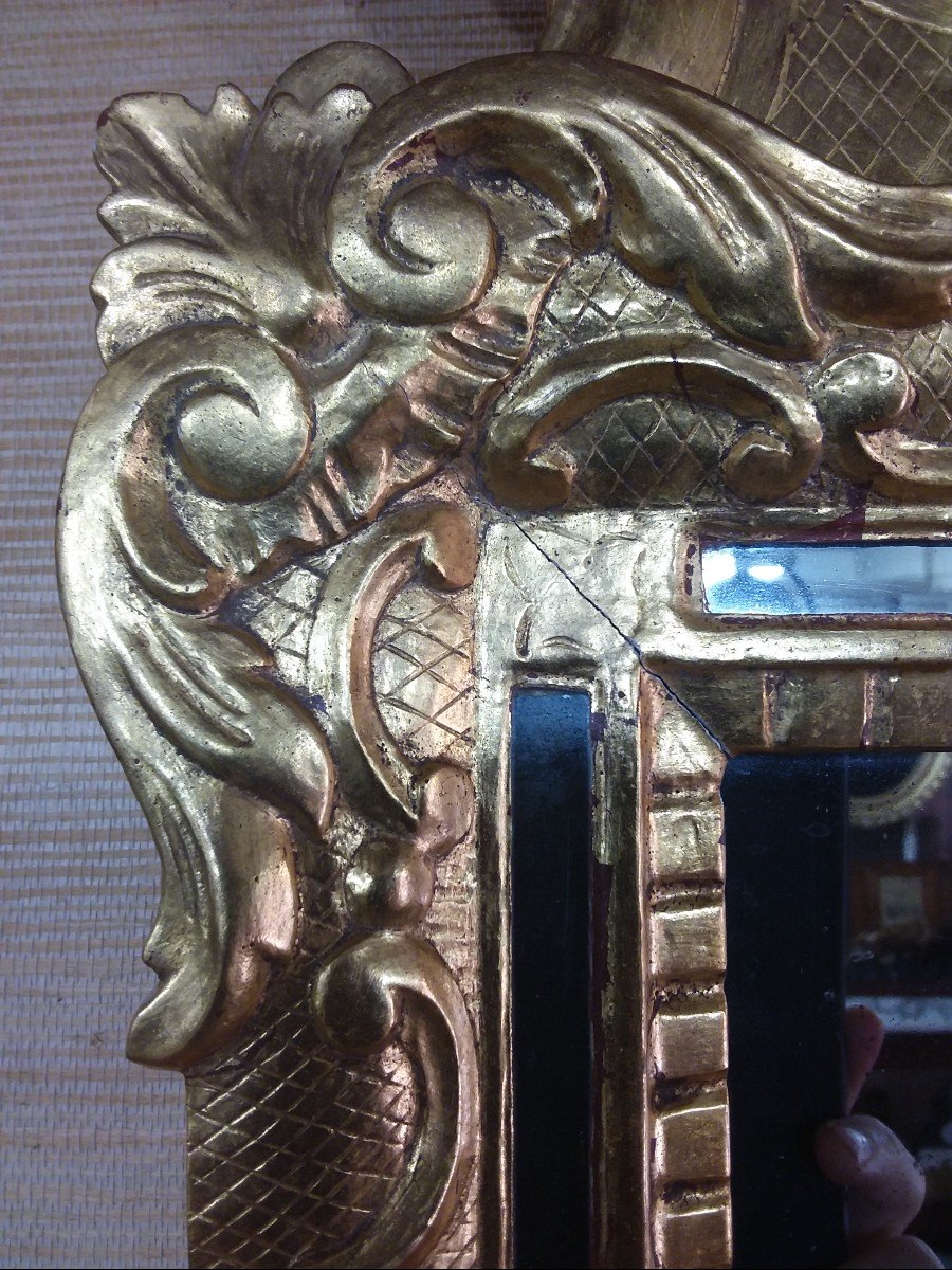 Small Mirror With Beads In Golden Wood Eighteenth-photo-4