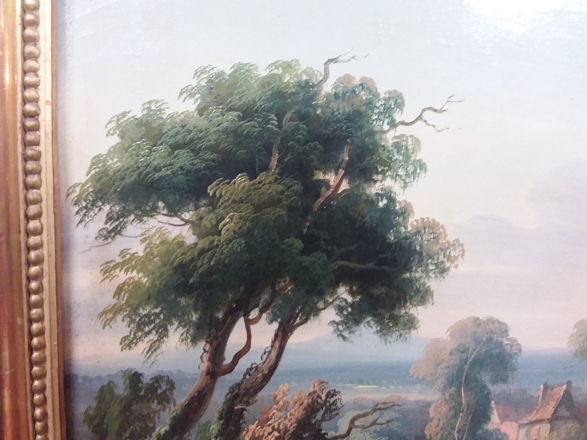 Paire De Paysages,  Huiles Sur Toile Encadrées . École Française Du XIXème -photo-3