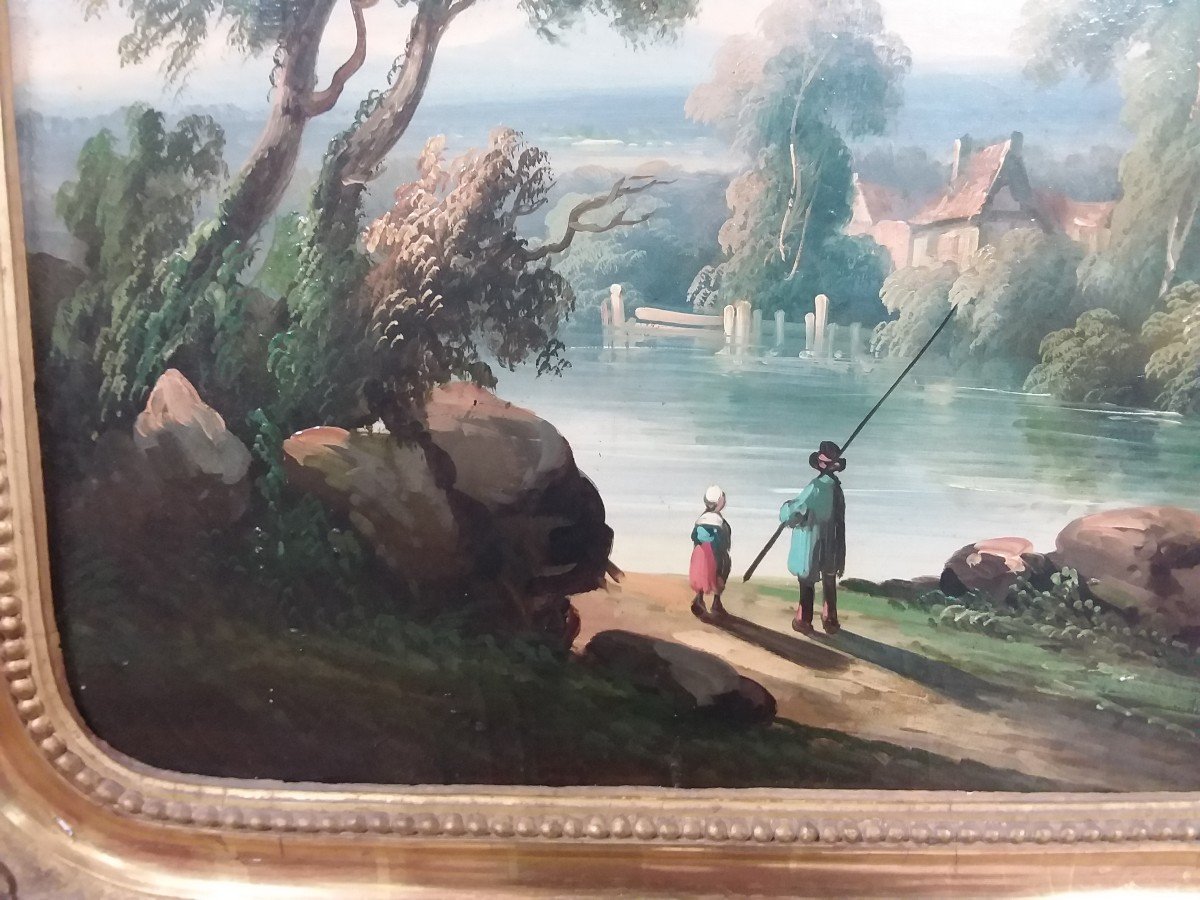 Paire De Paysages,  Huiles Sur Toile Encadrées . École Française Du XIXème -photo-5