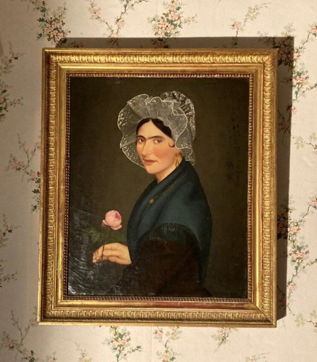 École Française Début XIXème,  Dame à La Charlotte -photo-2