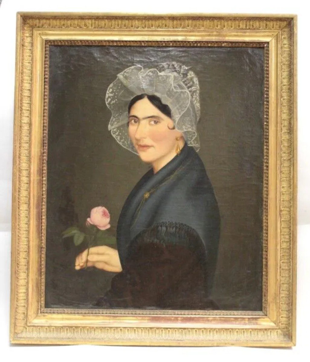 École Française Début XIXème,  Dame à La Charlotte 