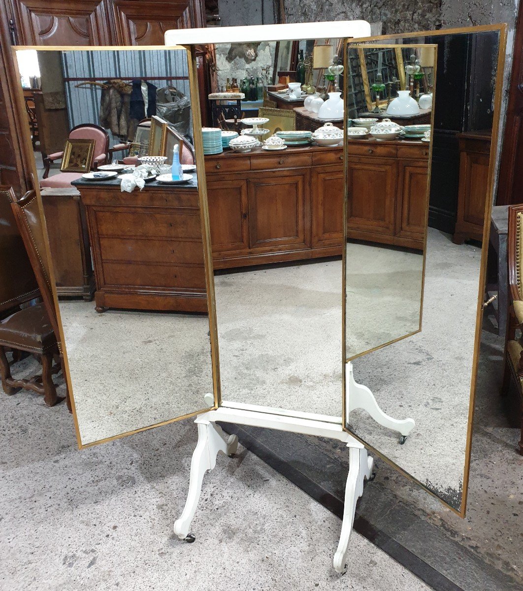 Important Miroir Triptyque Sur Pied De La Maison Brot