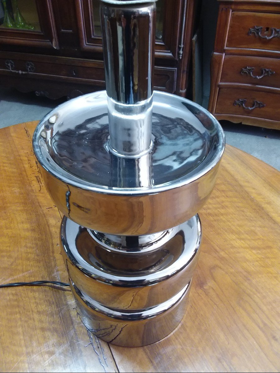 Lampe Des Années 60 En Céramique Argenté,  Marque Correspondant à Ugo Zaccagnini-photo-3