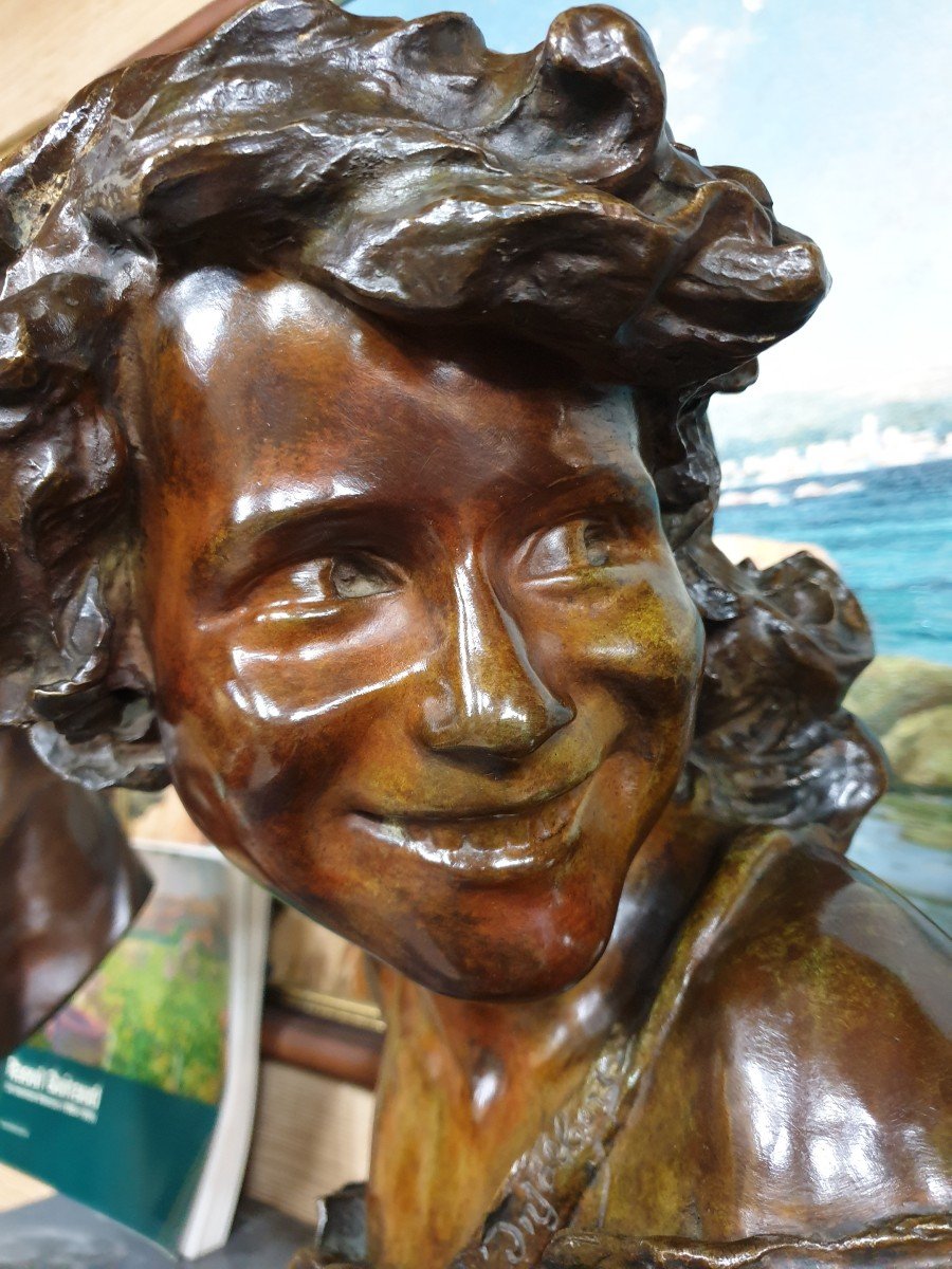Bronze "l'enfant rieur" d'après Antonin INJALBERT , fonte Siot-Decauville -photo-3