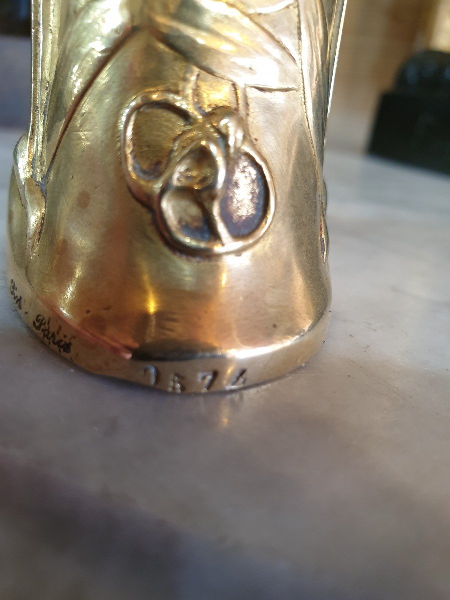 Gilt Bronze Vase Signed R Maignan, Founder Siot Paris-photo-4