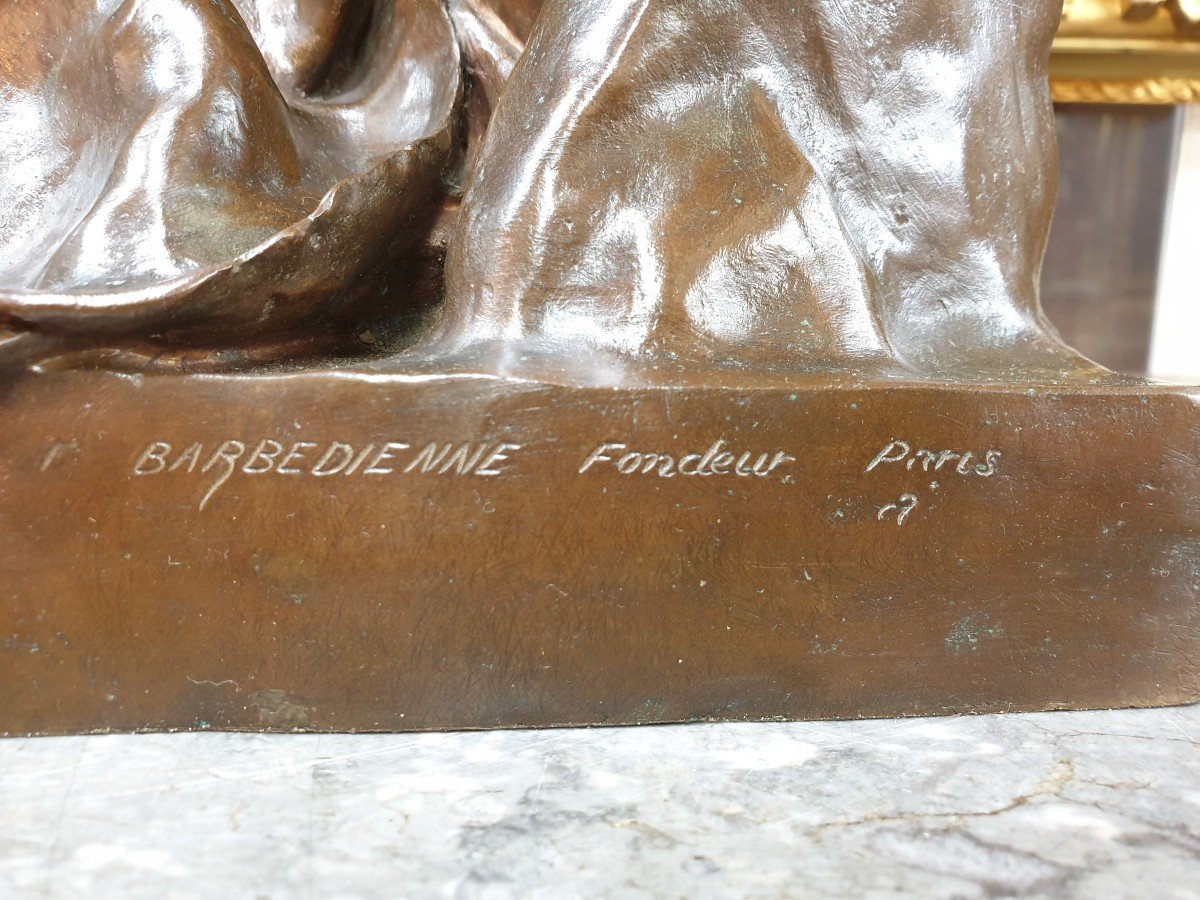 Bronze "étude et méditation" d'après Paul DUBOIS fondeur BARBEDIENNE -photo-2