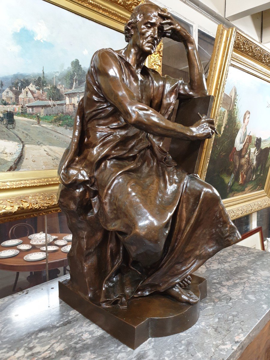 Bronze "étude et méditation" d'après Paul DUBOIS fondeur BARBEDIENNE 