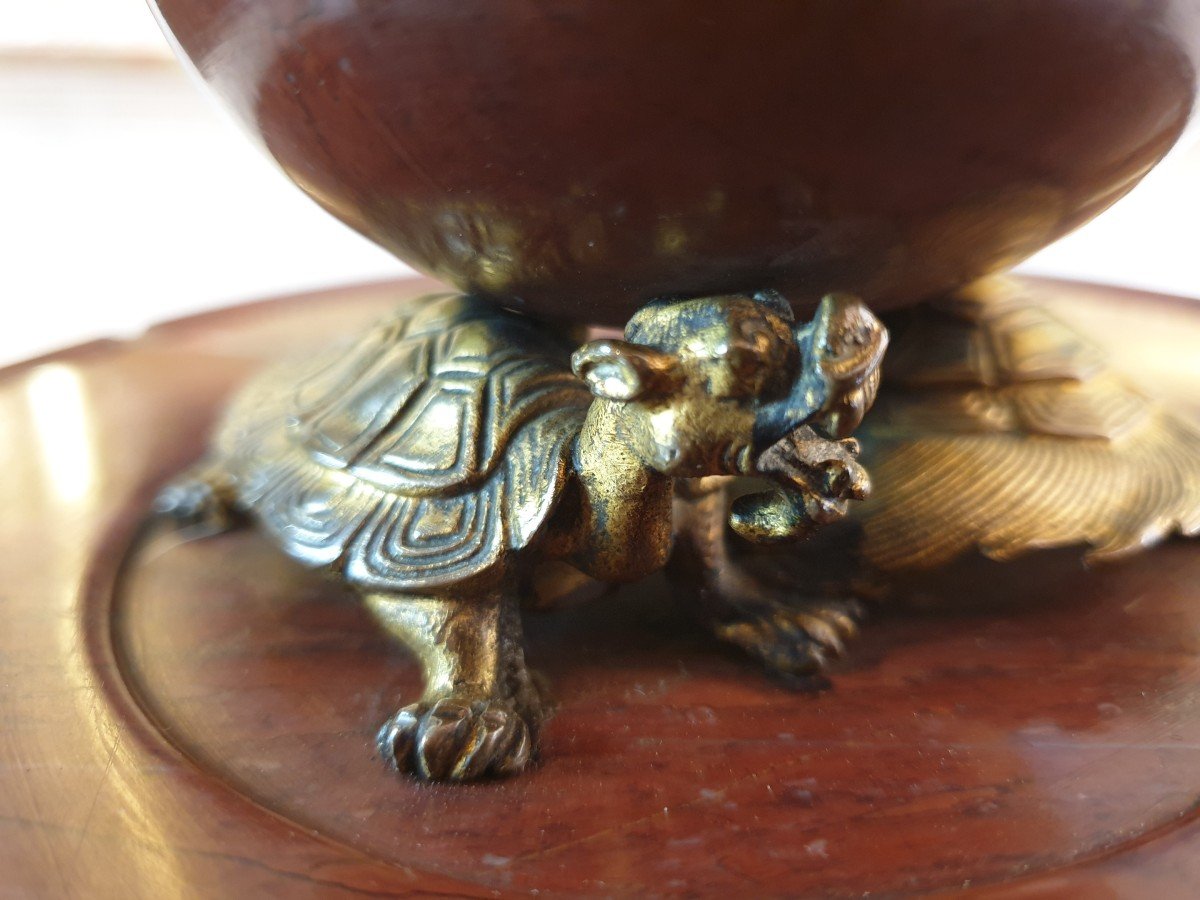 Inkwell In Marble And Bronze Signed F Barbedienne, Model By Edouard LiÈvre-photo-5