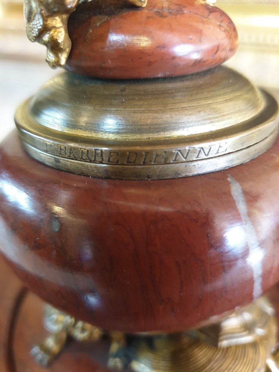 Inkwell In Marble And Bronze Signed F Barbedienne, Model By Edouard LiÈvre-photo-8