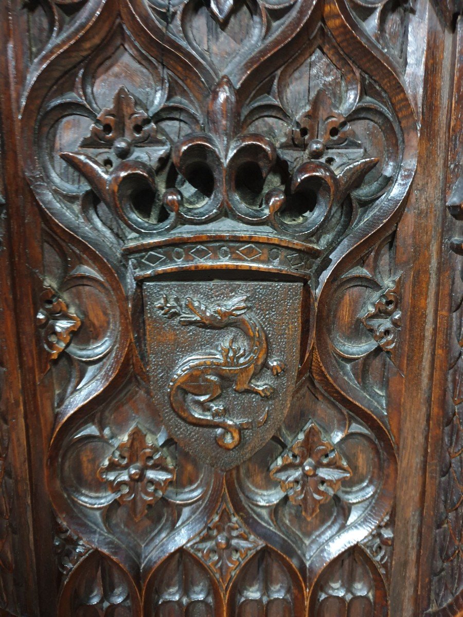 Cathèdre Néo-gothique En Chêne -photo-3