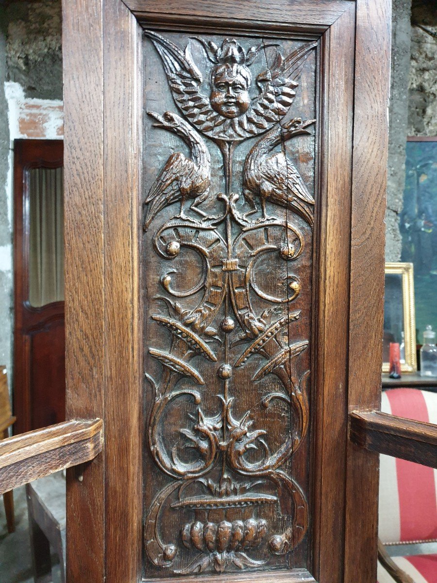 Bureau Et Son Fauteuil Caqutoire De Style Néo-gothique En Chêne -photo-3