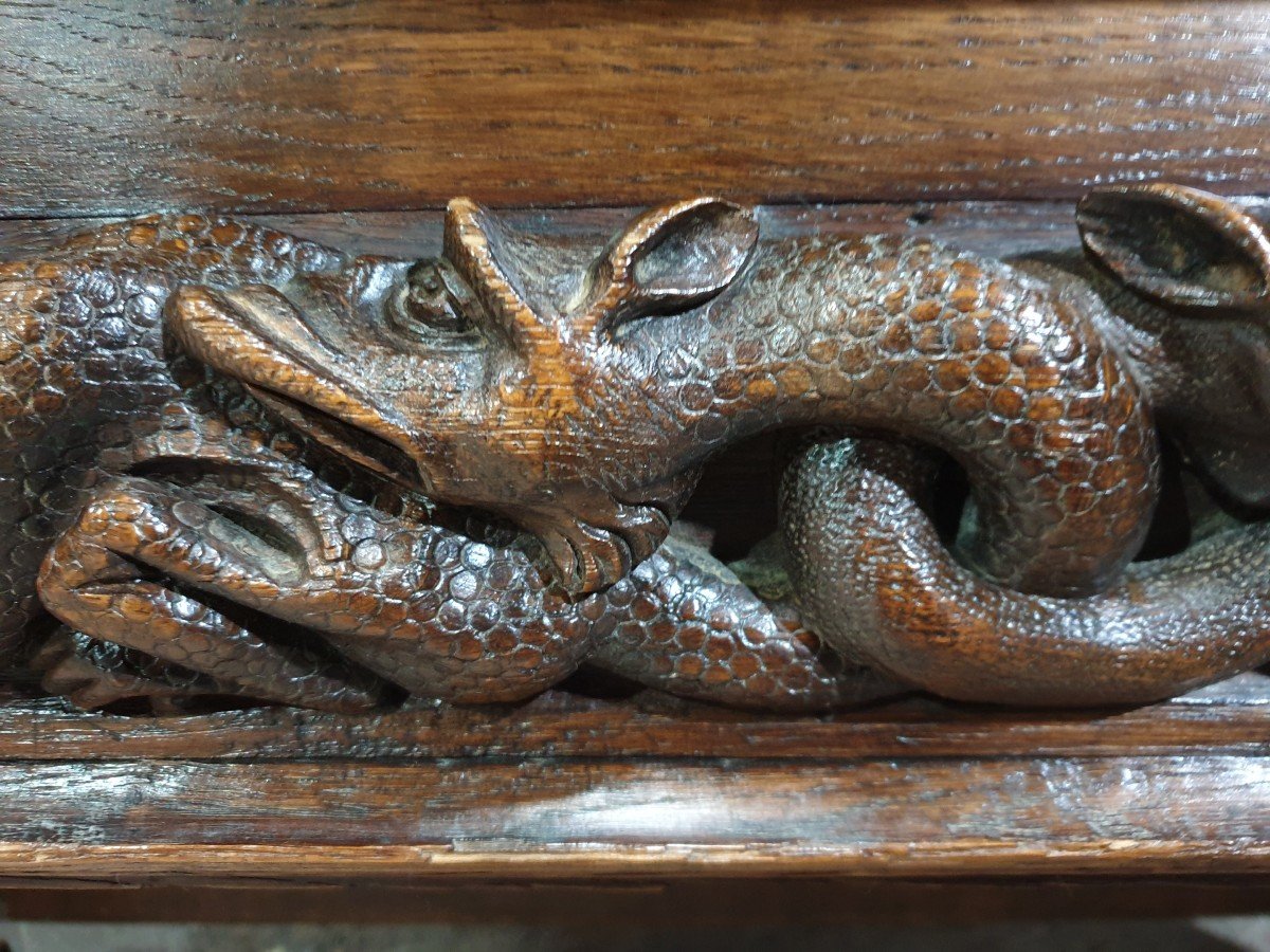 Bureau Et Son Fauteuil Caqutoire De Style Néo-gothique En Chêne -photo-3