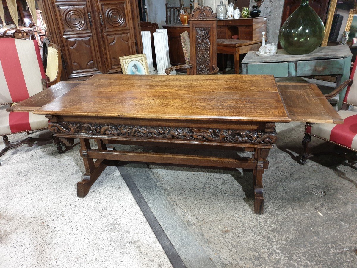 Bureau Et Son Fauteuil Caqutoire De Style Néo-gothique En Chêne -photo-7