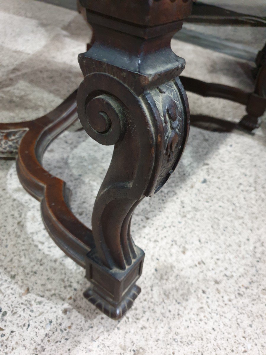 Paire De Fauteuils Style Louis XIV En Noyer-photo-3