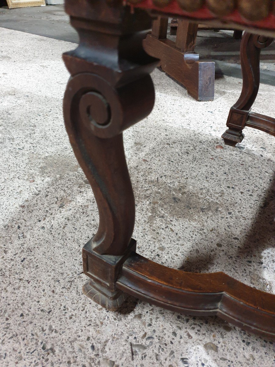 Paire De Fauteuils Style Louis XIV En Noyer-photo-4