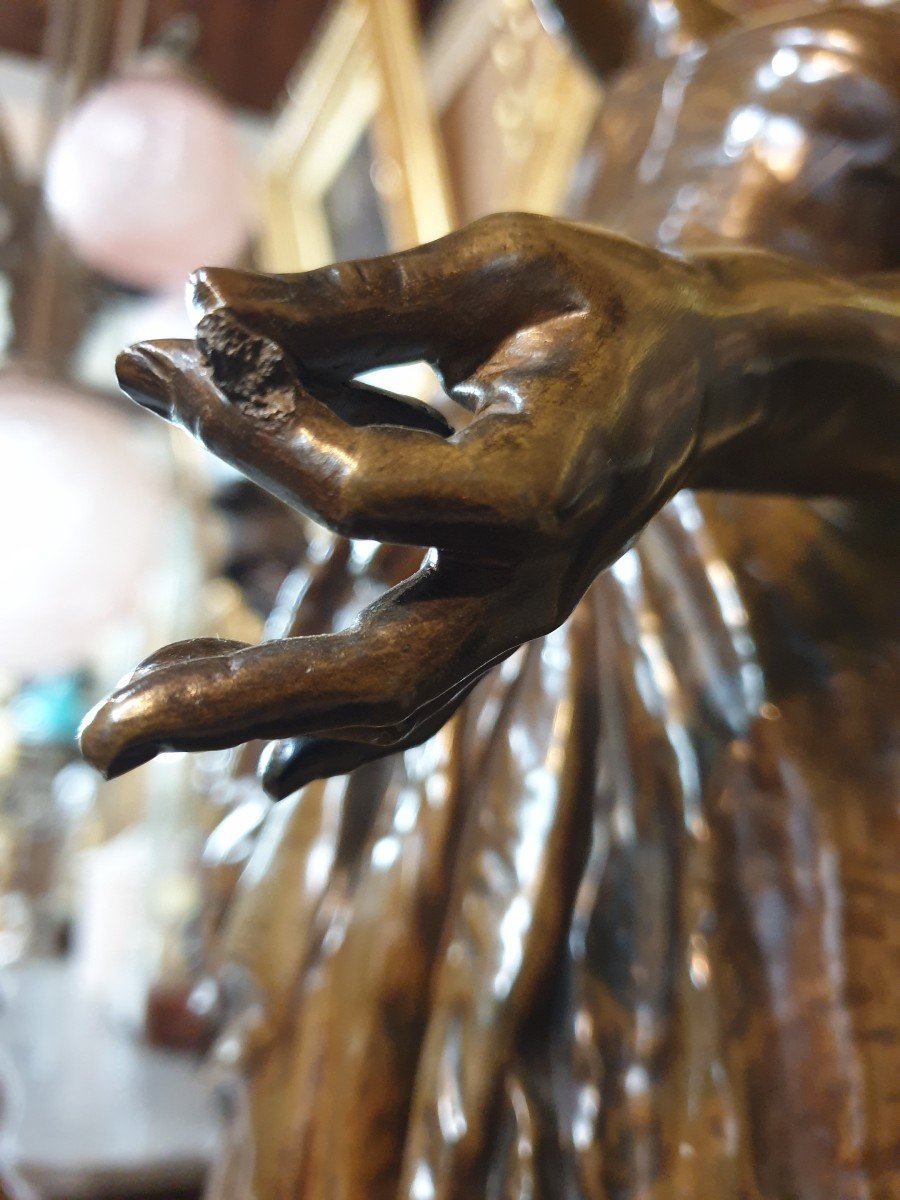 Bronze  signé Louis Ernest BARRIAS , allégorie de la peinture , cachet fondeur Susse Frères Editeurs Paris-photo-2