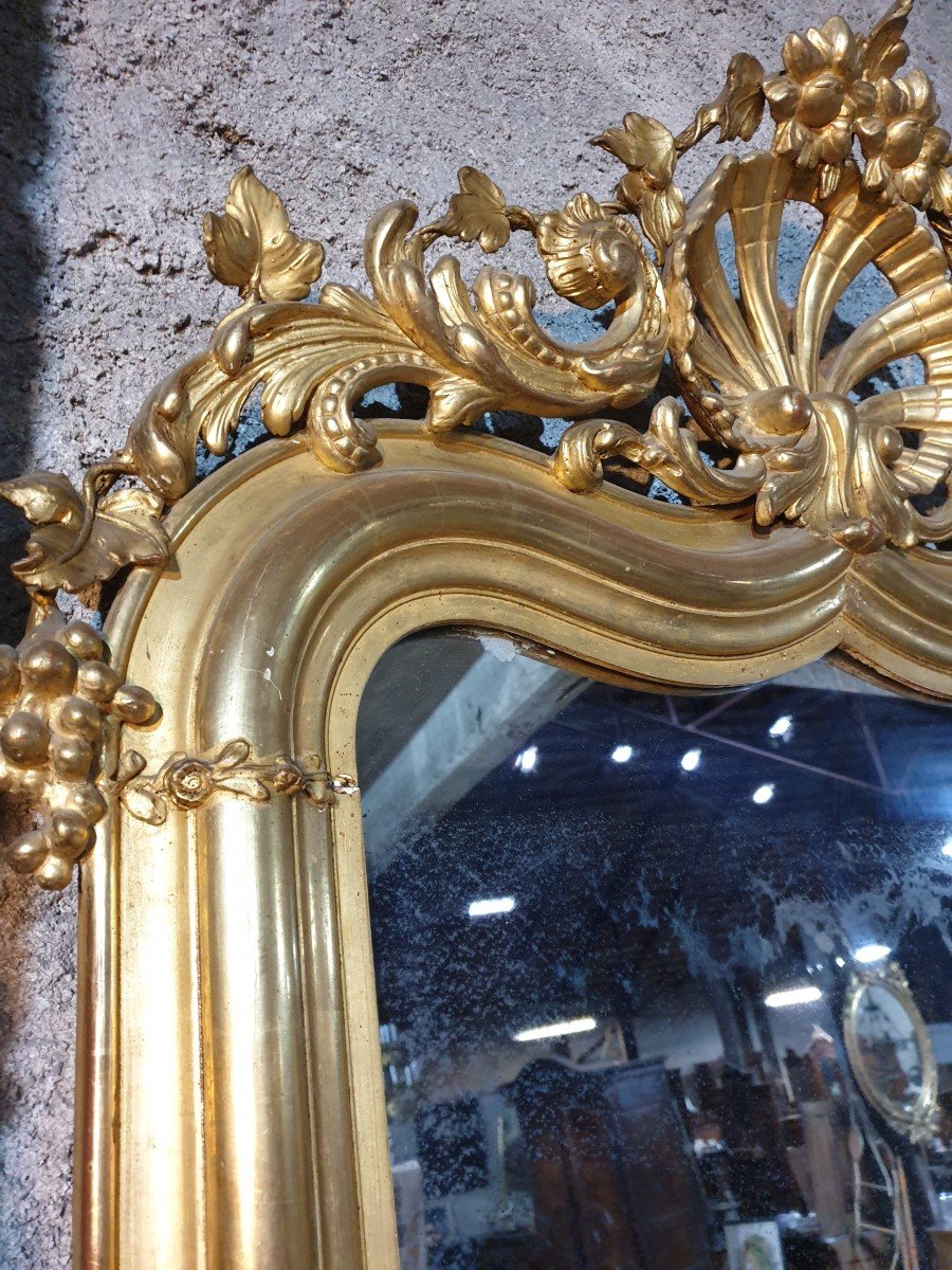 Miroir Napoléon III En Bois Stuqué Doré -photo-2