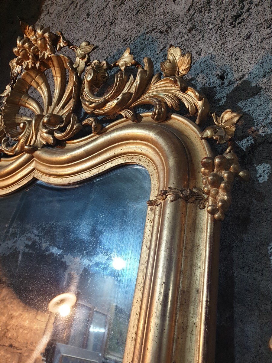 Miroir Napoléon III En Bois Stuqué Doré -photo-3