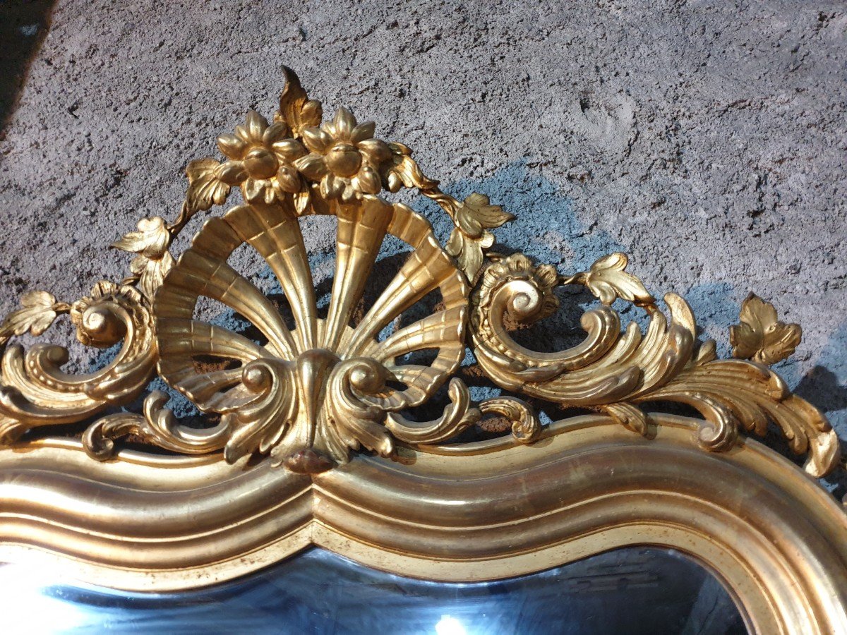 Miroir Napoléon III En Bois Stuqué Doré -photo-4