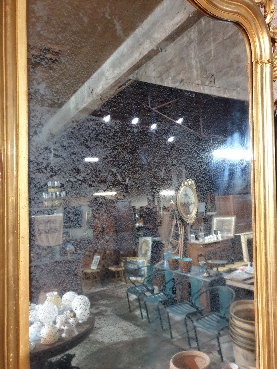 Miroir Napoléon III En Bois Stuqué Doré -photo-2
