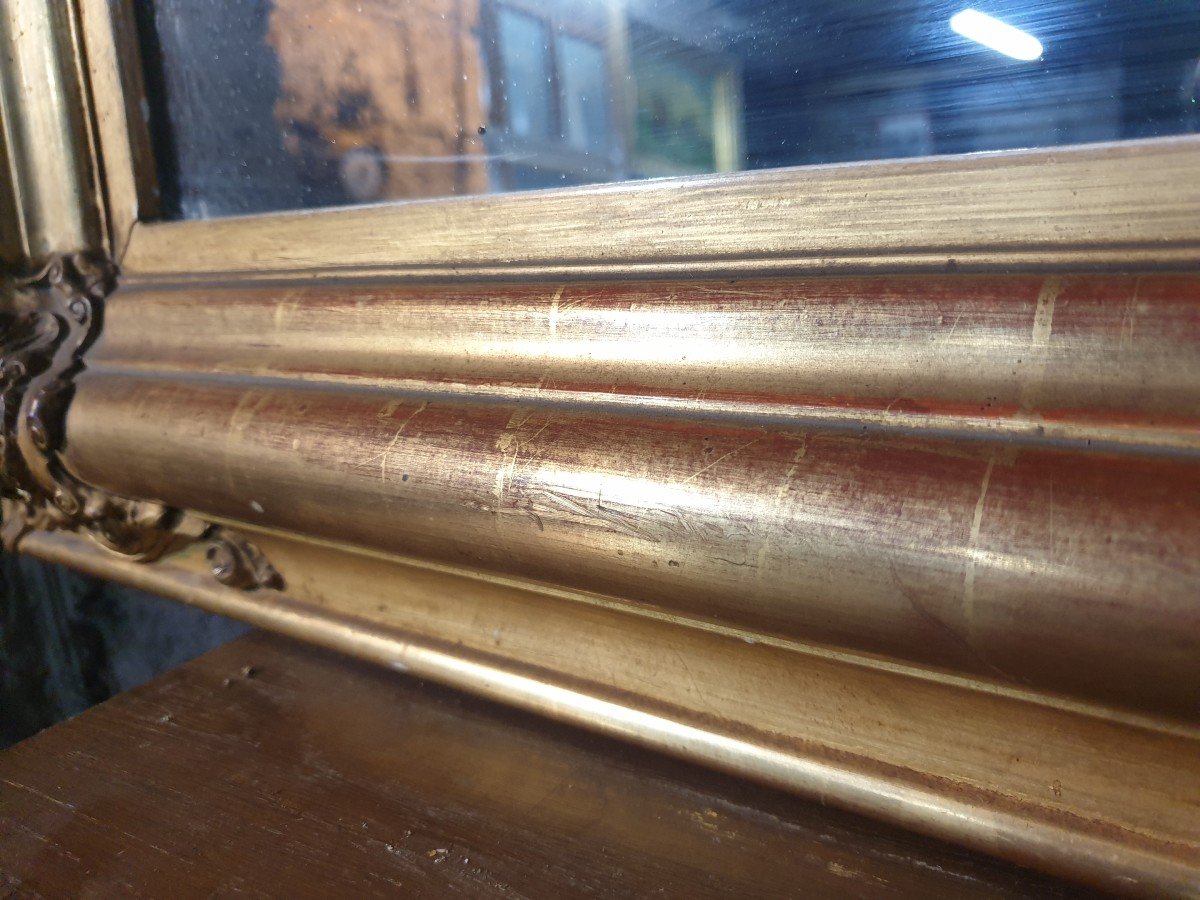 Miroir Napoléon III En Bois Stuqué Doré -photo-3
