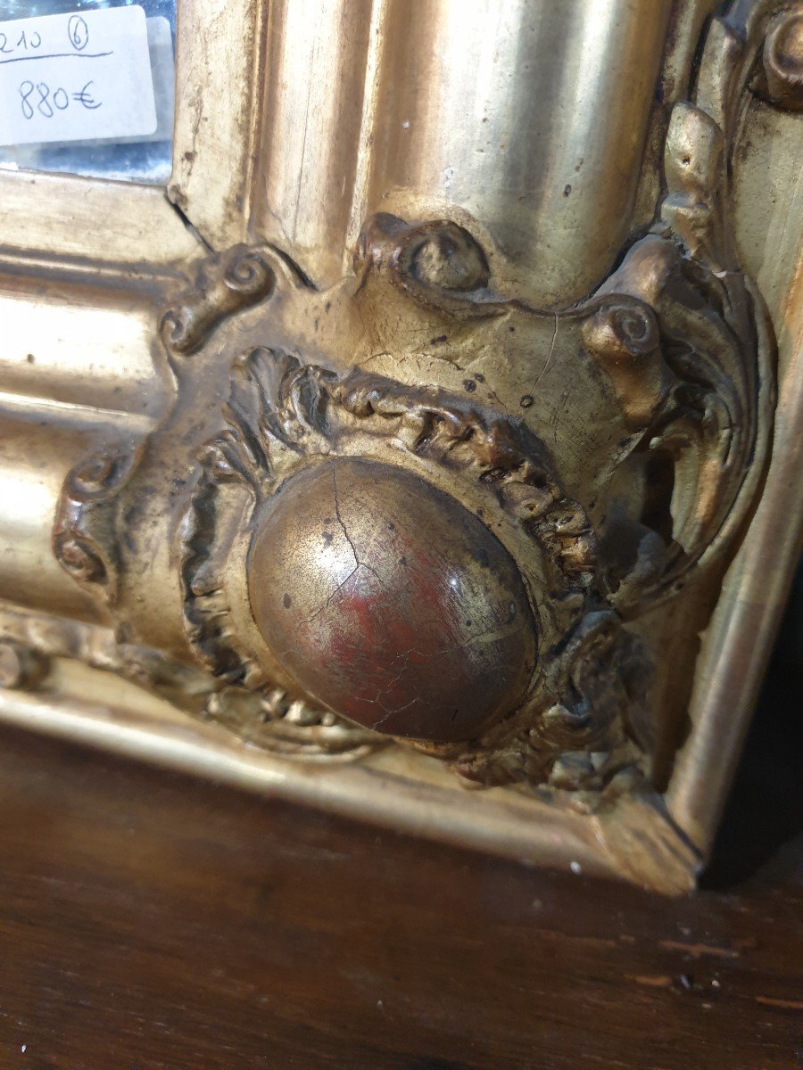 Miroir Napoléon III En Bois Stuqué Doré -photo-4