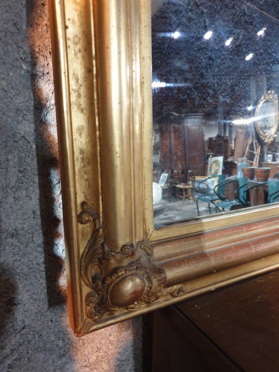 Miroir Napoléon III En Bois Stuqué Doré -photo-5