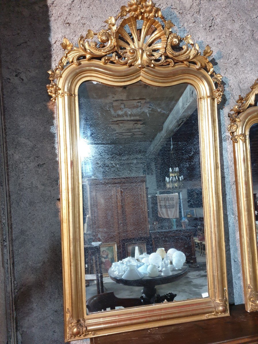 Miroir Napoléon III En Bois Stuqué Doré 