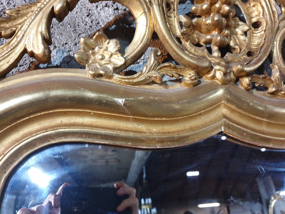 Miroir Napoléon III En Bois Stuqué Doré -photo-3
