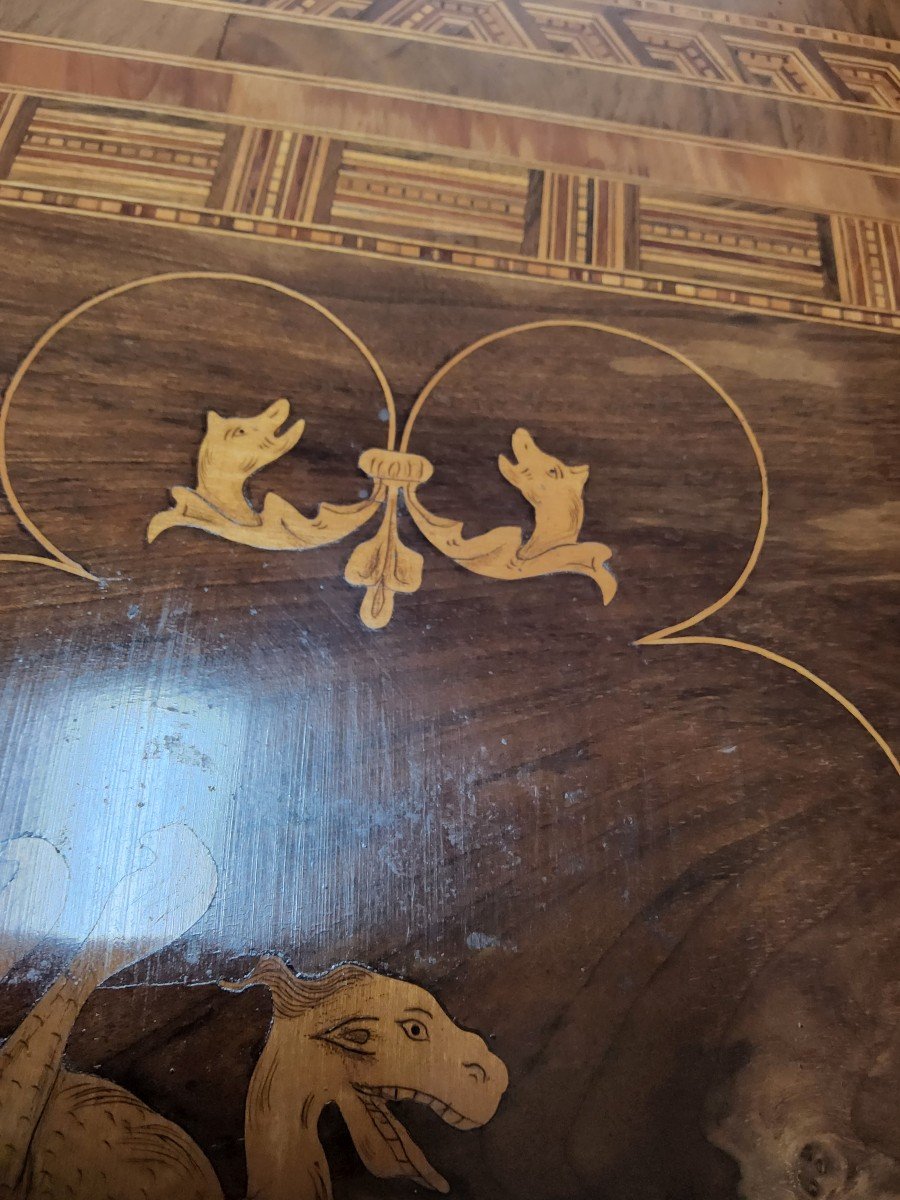 Guéridon En Marqueterie,  Italie Fin XIXème-photo-8