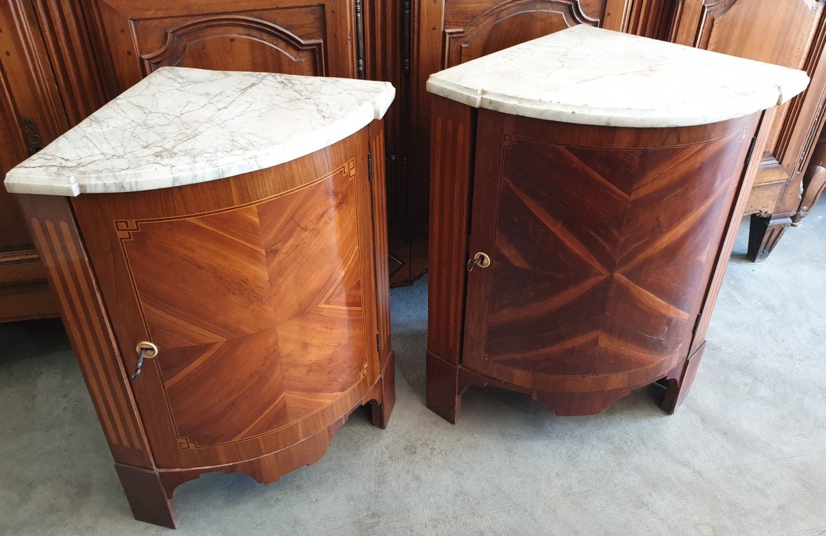 Two Louis XVI Period Corner Cupboards Forming A Pair