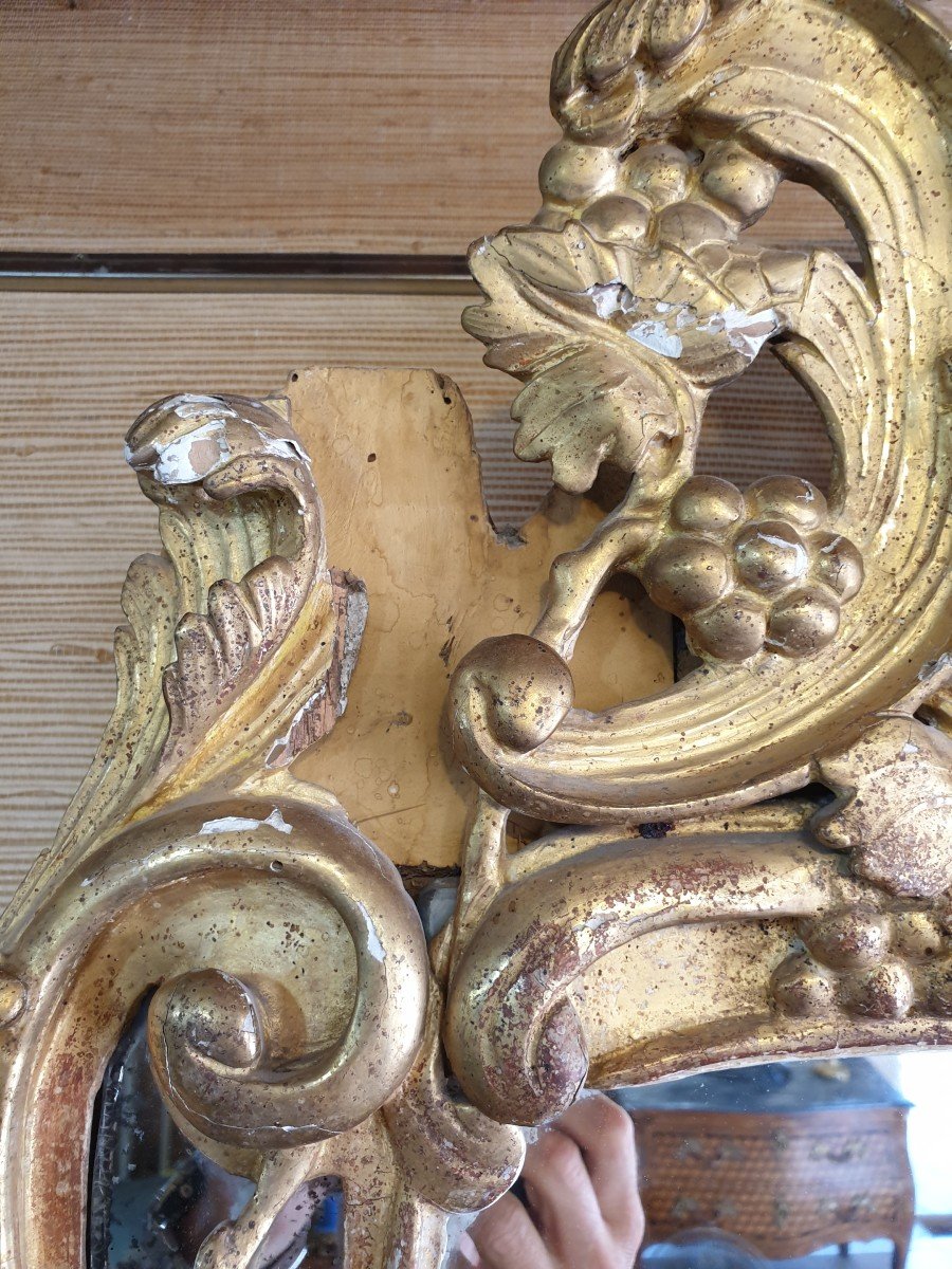 Beau Miroir De Beaucaire En Bois Doré Début XVIIIème-photo-5