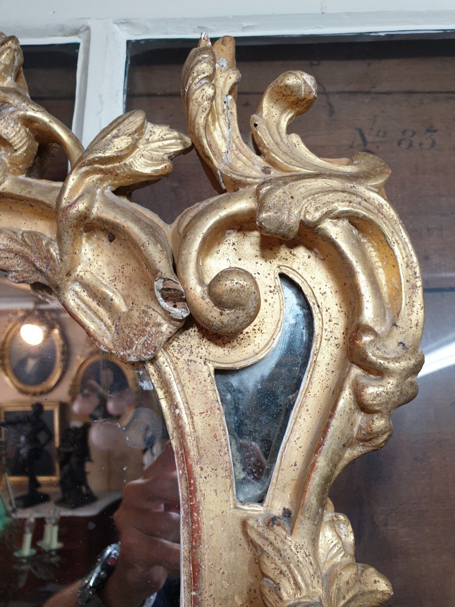 Miroir De Beaucaire En Bois Doré Début XVIIIème-photo-2