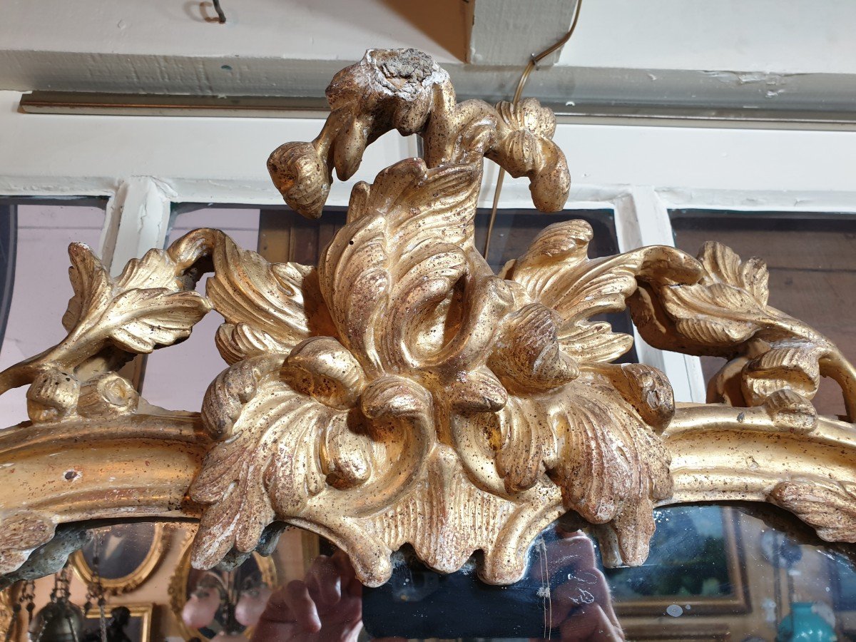 Miroir De Beaucaire En Bois Doré Début XVIIIème-photo-3
