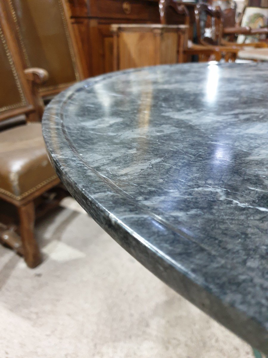 Pedestal Table Marble Top Bowl Metal Base-photo-3