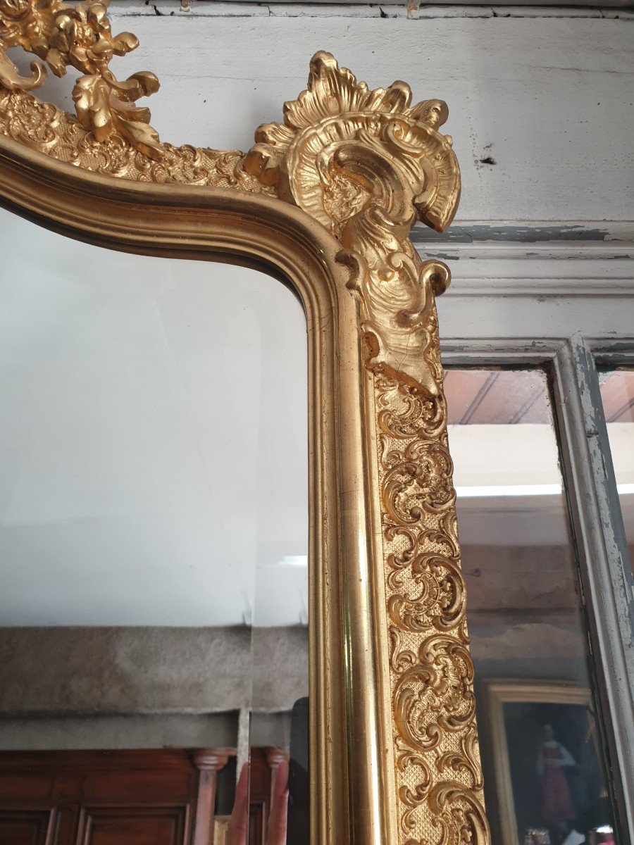 Miroir De Cheminée Napoléon III En Bois Et Stuc Doré-photo-3