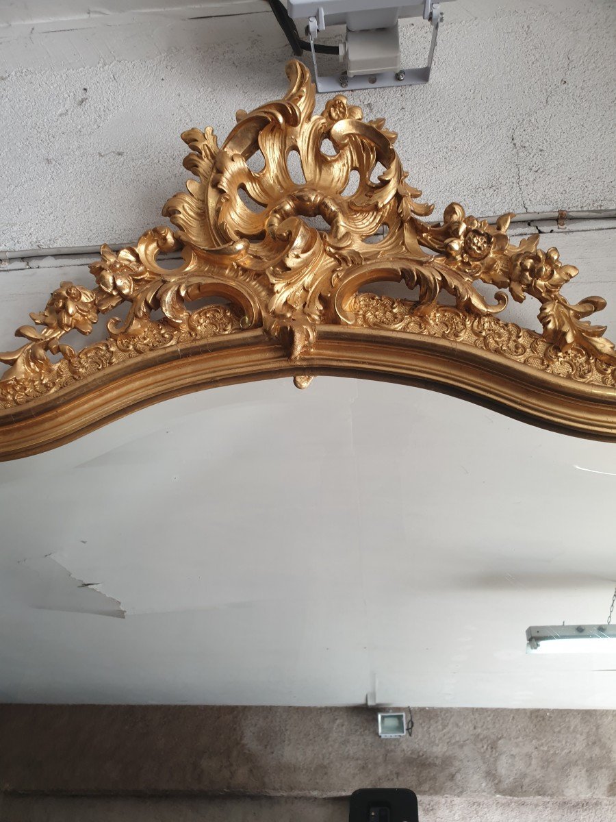 Miroir De Cheminée Napoléon III En Bois Et Stuc Doré-photo-4