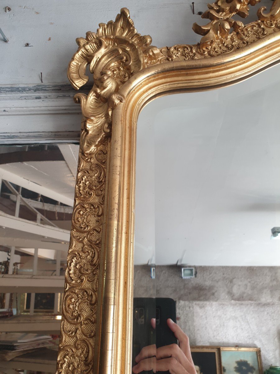 Miroir De Cheminée Napoléon III En Bois Et Stuc Doré-photo-8
