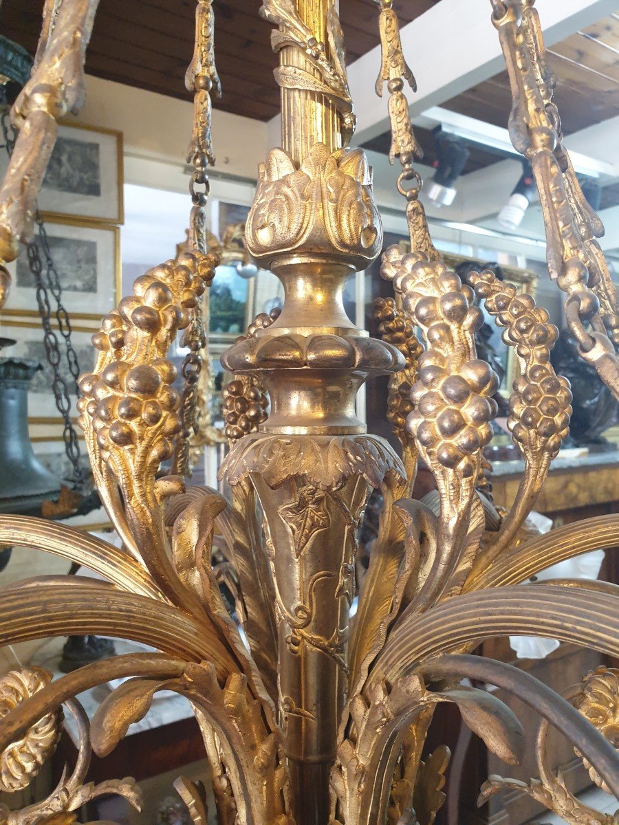Lustre En Bronze Napoléon III à 6 Bras De Lumière -photo-3